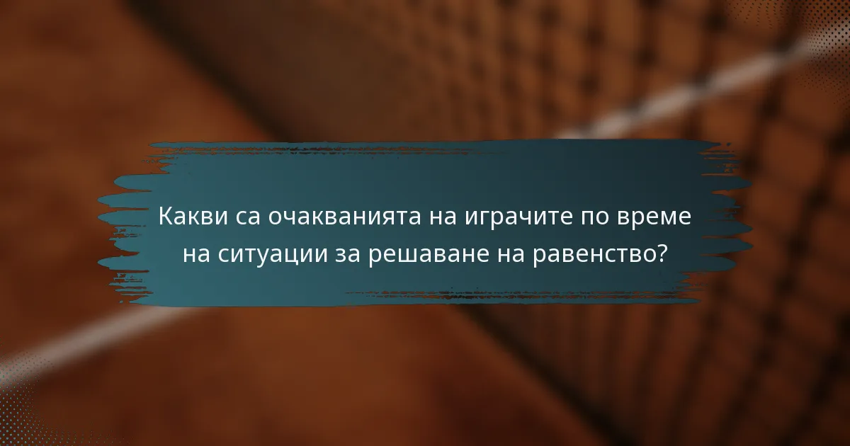 Какви са очакванията на играчите по време на ситуации за решаване на равенство?