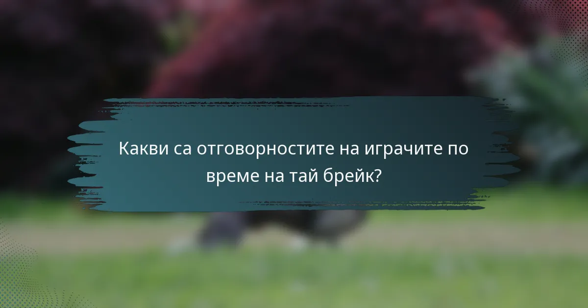Какви са отговорностите на играчите по време на тай брейк?