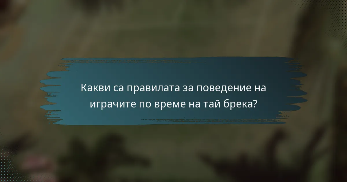 Какви са правилата за поведение на играчите по време на тай брека?