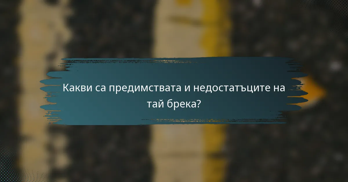 Какви са предимствата и недостатъците на тай брека?