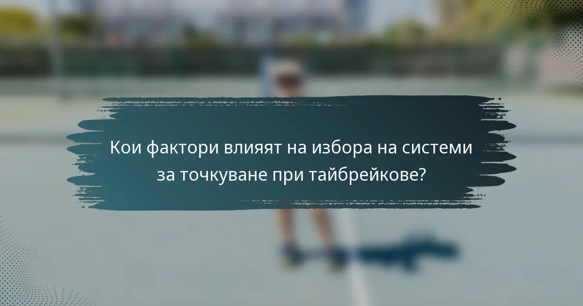 Кои фактори влияят на избора на системи за точкуване при тайбрейкове?